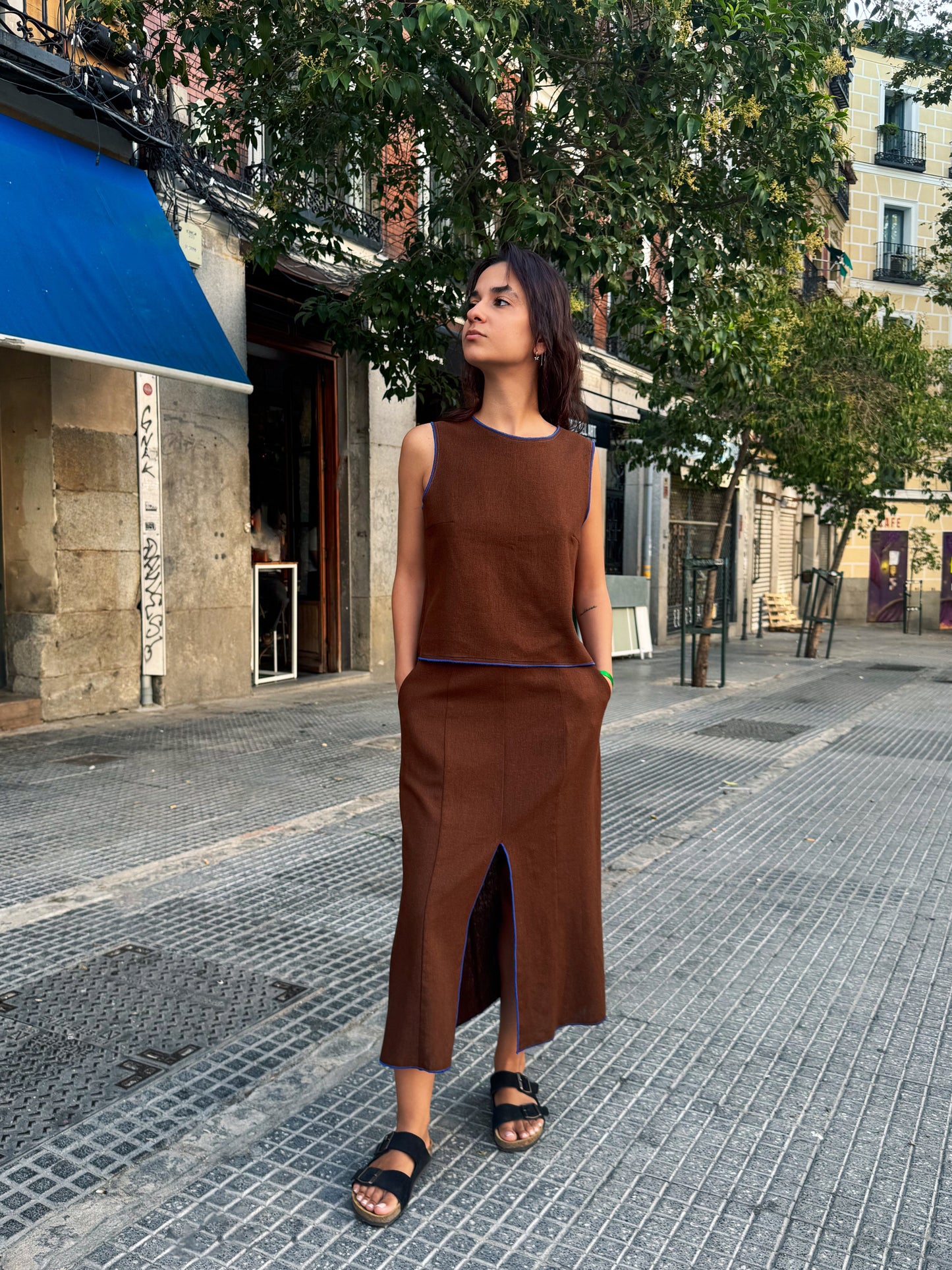 Top Paloma Lino Marrón