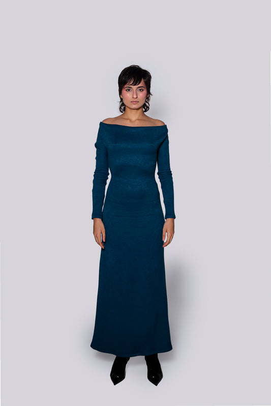 Vestido Bardot Azul