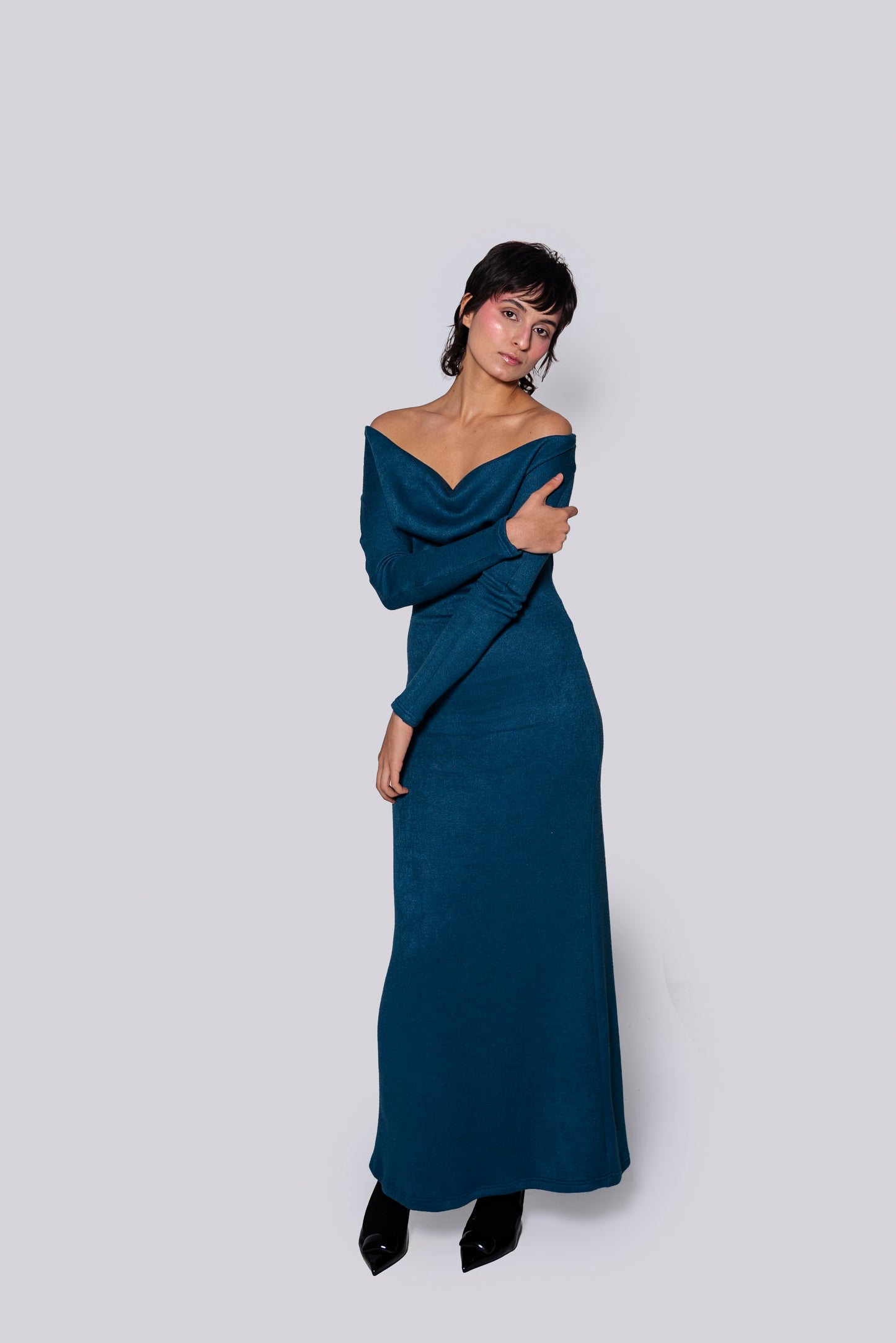 Vestido Bardot Azul